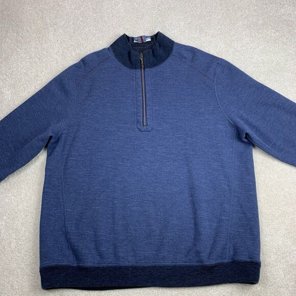 Tommy Bahama Reversible Sweatshirt Pullover Quarter Zip Blue Black XL Sweater - Picture 3 of 16